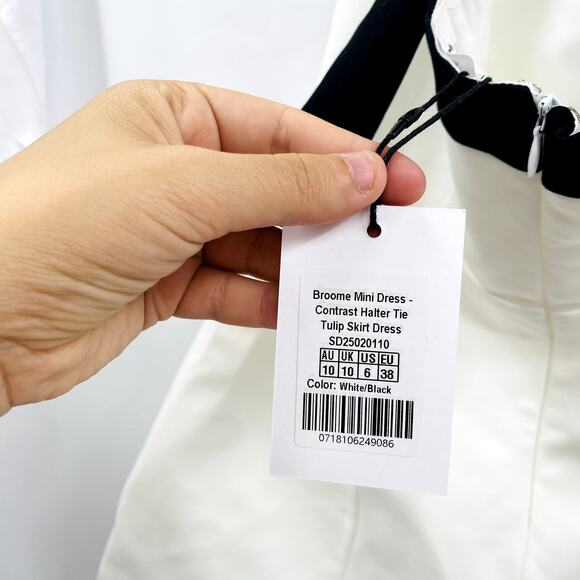 Showpo. Broome Contrast Halter Tie Tulip Skirt Mini Dress - Picture 5 of 10
